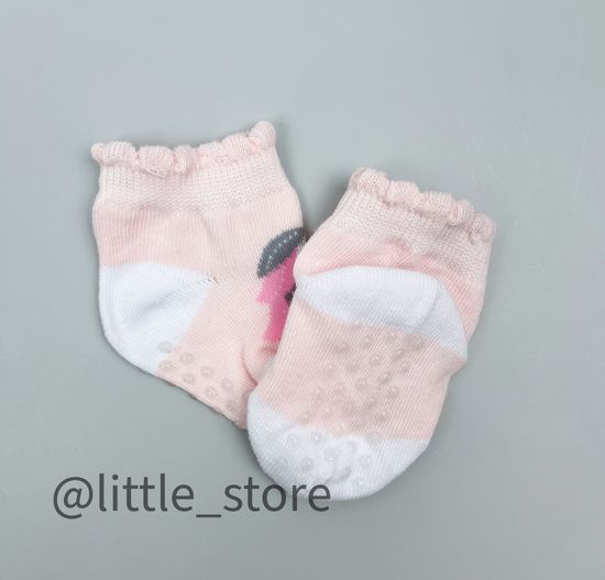 Носочки "Единорожки" хлопковые, со стоперами, Розовые