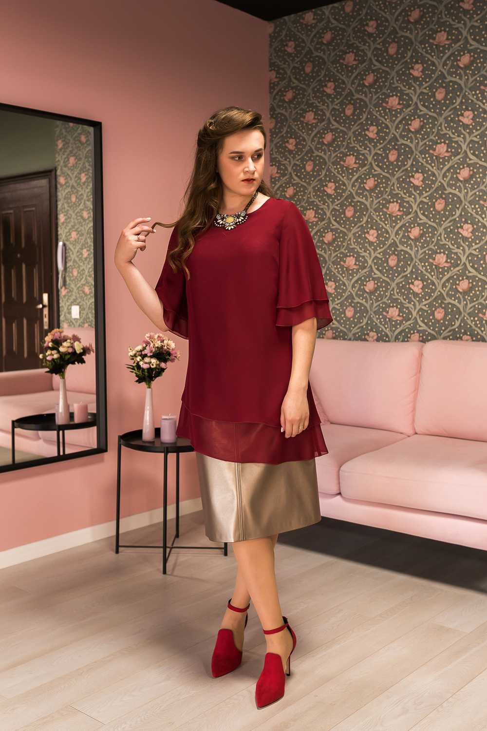 Юбка-миди 3031ЛЕ, бронза #68Бр013031ЛЕ