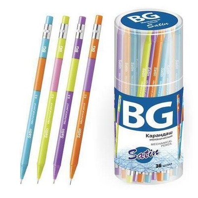 Карандаш мех. 0,5мм. с ластиком "SATIN" НВ (BG)