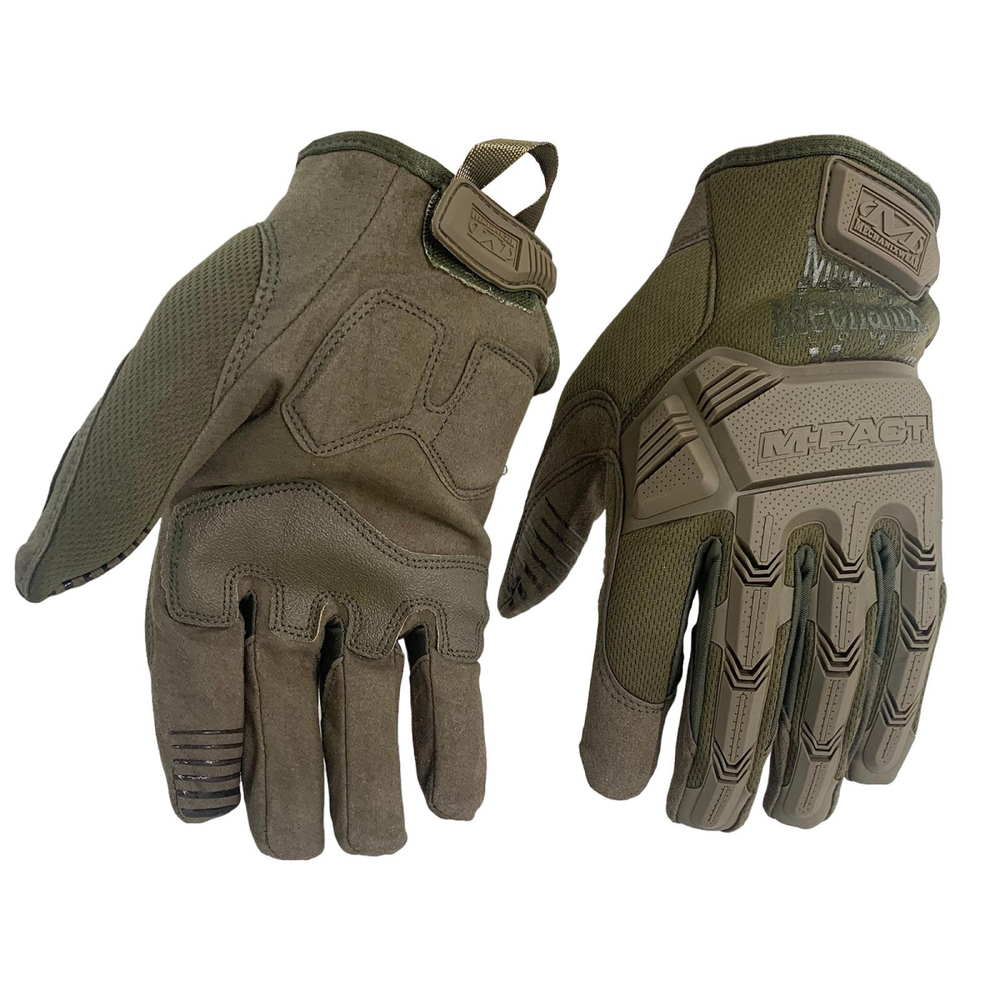 Тактические перчатки Mechanix M-Pact (хаки-олива) двойные защитные вставки в зонах наибольшего износа (B16) №350