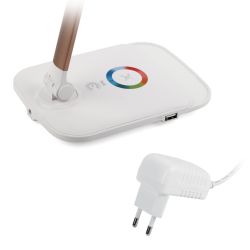 Настольный светильник ЭРА NLED-460-14W-W-G светодиодный с ночником на основании белый с золотом | Светодиодные настольные лампы