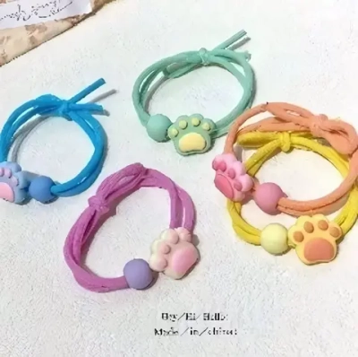 Резинки для волос детские 2шт «МЯТНЫЙ БУМ», лапки, микс 5 цветов, d-5.5см (Кокетка)