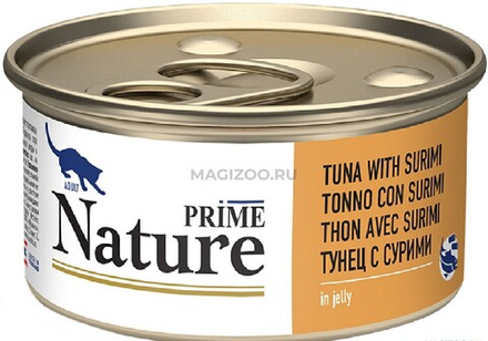 PRIME NATURE 85г ж/б Влажный корм для кошек Тунец с сурими желе