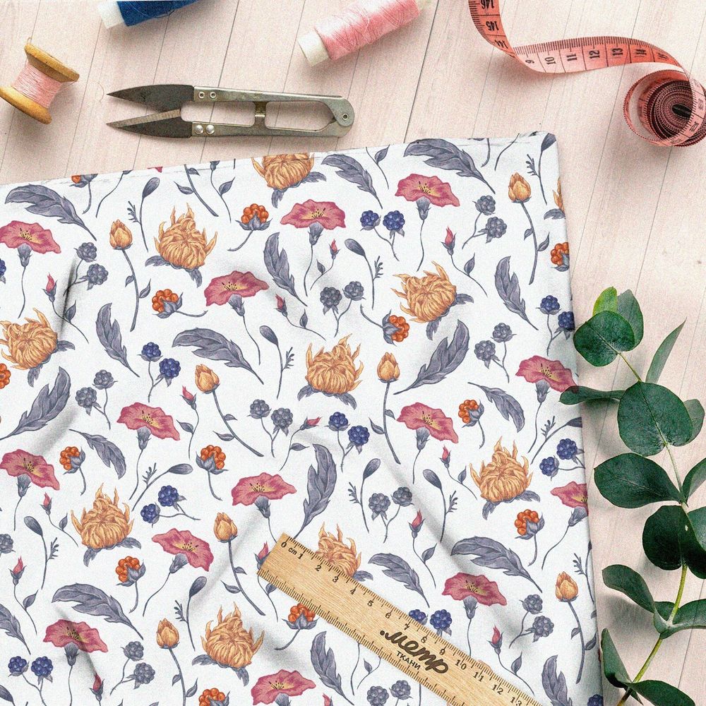 Ткань барби красочная нежная флористика