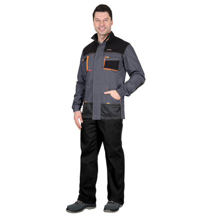 Куртка СИРИУС-МАНХЕТТЕН т.серый с оранж. и черным тк. стрейч пл. 250 г/кв.м