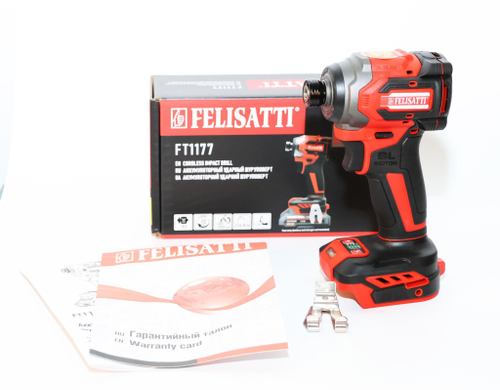 Дрель, Шуруповерт аккумуляторный ударный Felisatti FT1177, 18 В, 230 Нм, 4000 уд./мин, без АКБ и ЗУ
