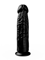 Упругий чёрный фаллоимитатор на подошве-присоске - 18,8 см. (Цвет: черный)