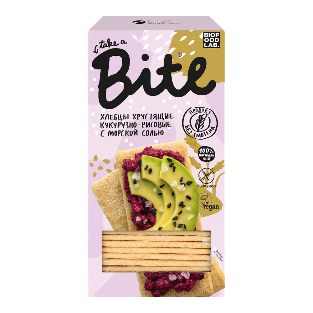 Кукурузно-рисовые хлебцы Bite с морской солью, 150г (Bite)