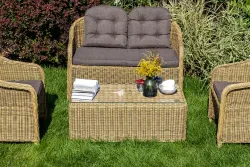 "Равенна" диван двухместный плетенный из ротанга, цвет соломенный