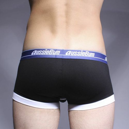 Мужские трусы хипсы черные с синей резинкой Aussiebum Classic Hip Black AB00240