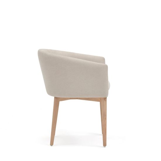 Harlan Бежевый стул из синели с ножками из массива ясеня La Forma Испания