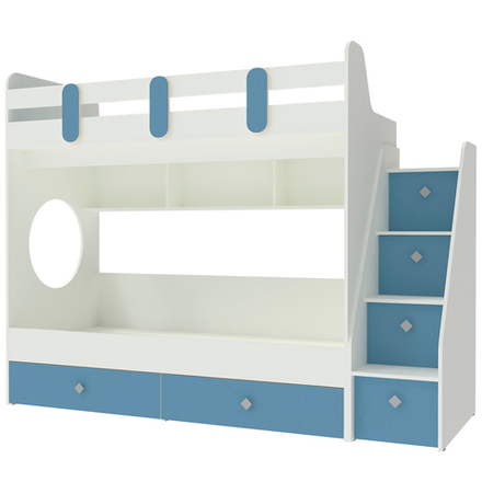 Двухъярусная кровать КарИВи Фортуна-2 Белый  Светло-синий, голубой