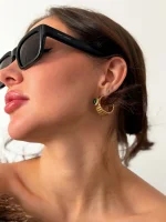 Серьги винтажные малахит, Золотые