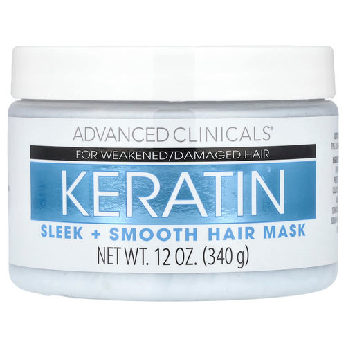 Advanced Clinicals, маска с кератином для гладкости волос, 340 г (12 унций)