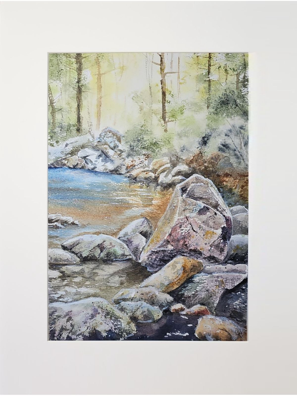 Картина авторская акварельная в паспарту 30х40 см на стену для интерьера "У кромки воды"