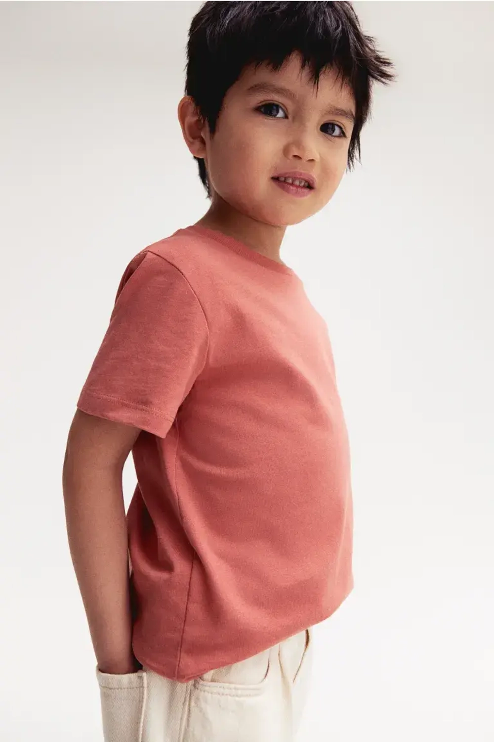 H&M Однотонная футболка, красноватый