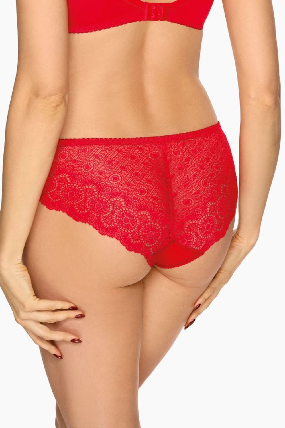 Трусики-слипы из эластичного трикотажа и ажура (Размер: M) (Цвет: красный)