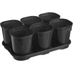 Набор горшков для выращивания рассады 6шт*400мл + поддон «InGreen Smart Solution» оникс
