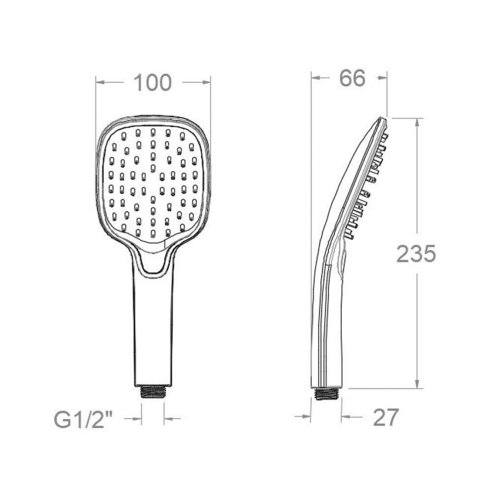 Душевая лейка овальная кнопка 3 режима ABS 4914Q3NC никель