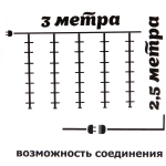 Гирлянда для дома ЗАНАВЕС 3м*2,5м 240 ламп LED, прозр.провод, 8 реж., IP-20. Теплый белый