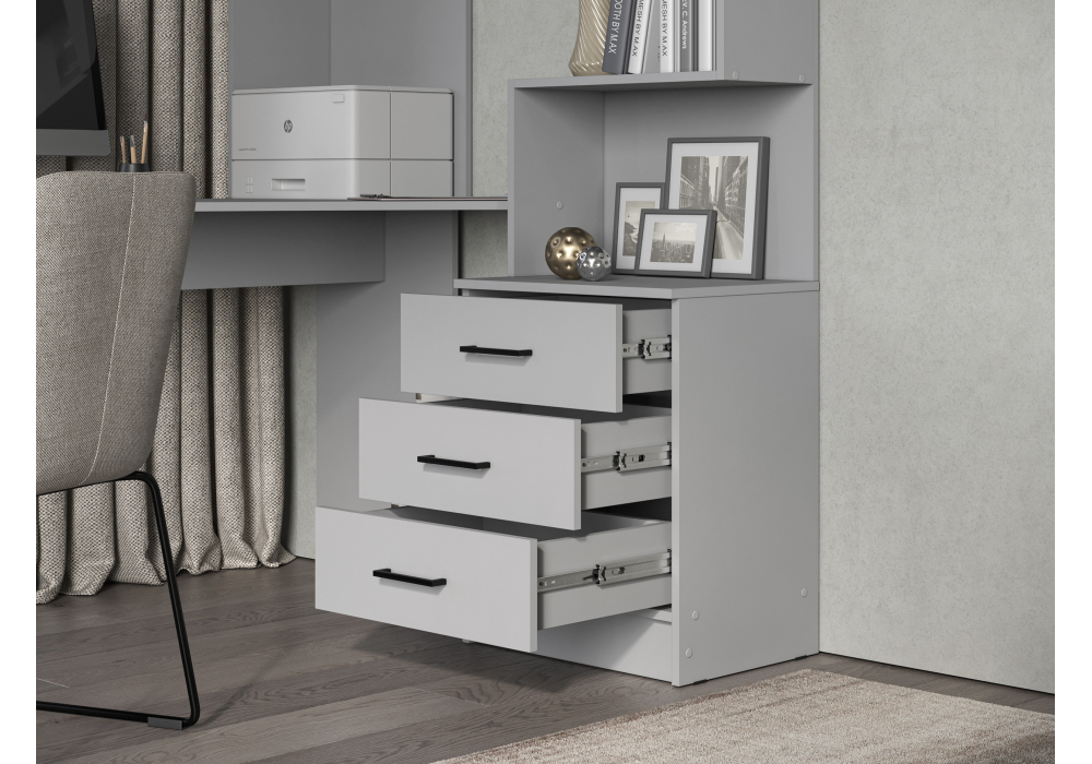 Компьютерный стол Woodville Эльброни левый шиншилла серая