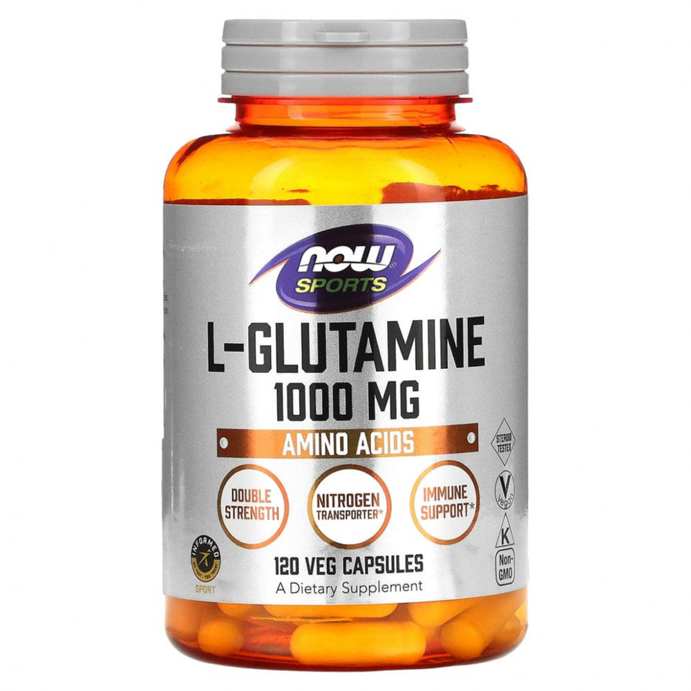NOW Foods L-Glutamine 1000 mg 120 veg capsules , Глютамин