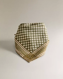 ZARA HOME КЛЕТЧАТАЯ ХЛОПКОВАЯ ЛЬНЯНАЯ БАНДАНА ДЛЯ ДОМАШНИХ ЖИВОТНЫХ