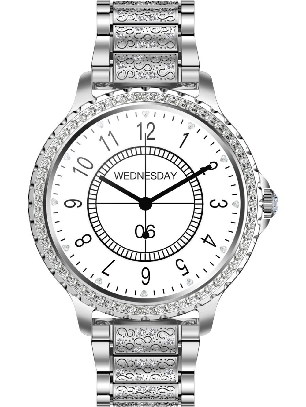 Смарт часы PARASMART Eva i58 (блочный браслет со стразами, серебристый)