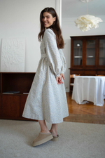 Платье Аврора из фланели, Кремовый с голубыми цветами