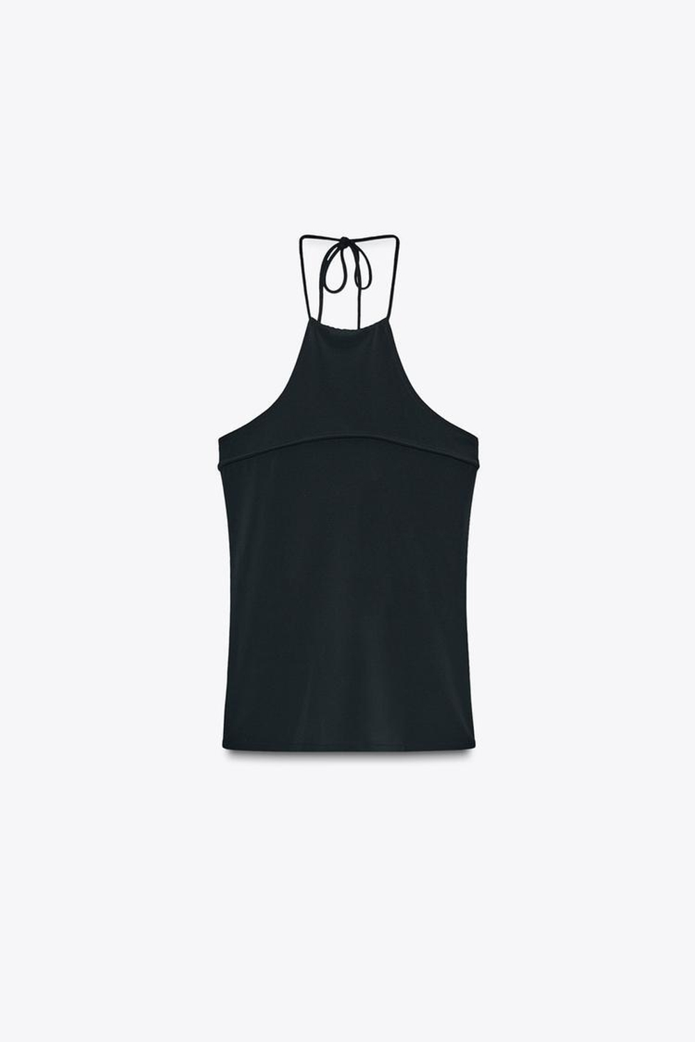 ZARA КРЕПОВЫЙ ТОП С ГОРЛОВИНОЙ ХАЛТЕР, ЧЕРНЫЙ