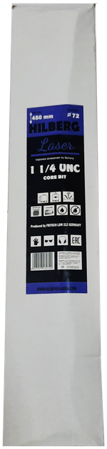 Коронка алмазная 72*450 Hilberg Laser 1 1/4 UNC HD709