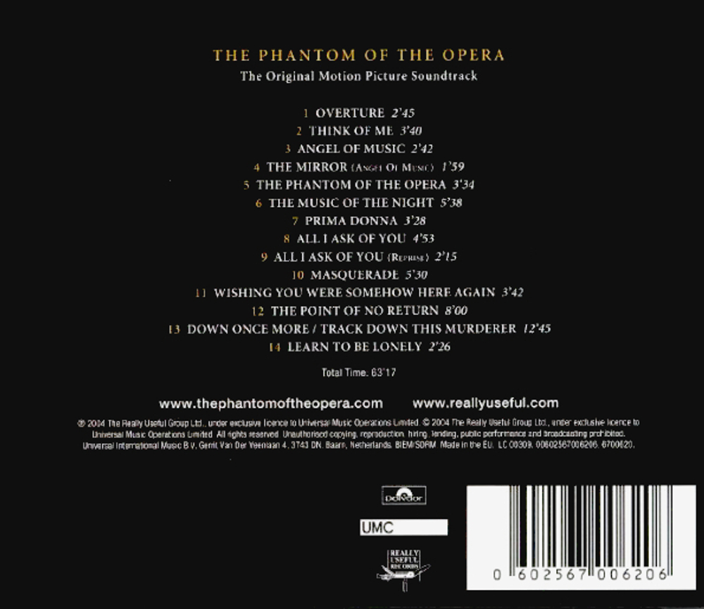 Soundtrack / Andrew Lloyd Webber: The Phantom Of The Opera (CD)