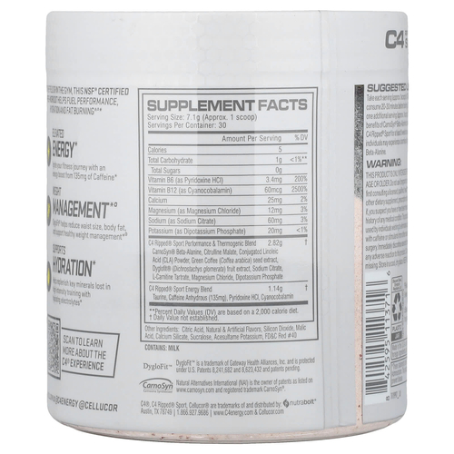 C4 / Cellucor, C4® Ripped Sport, предтренировочный комплекс, со вкусом фруктового пунша, 213 г (7,5 унции)