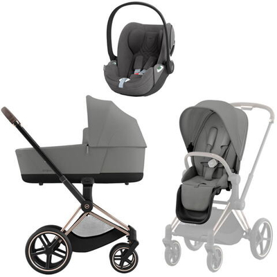 Коляска 3 в 1 Cybex Priam IV Rosegold complete и автокресло Cloud T i-Size Mirage Grey Plus Mirage Grey