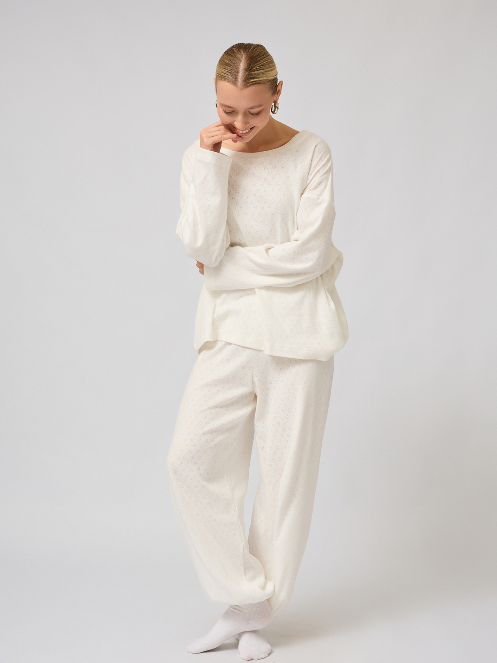 Пижама с брюками и лонгсливом " сердечки"