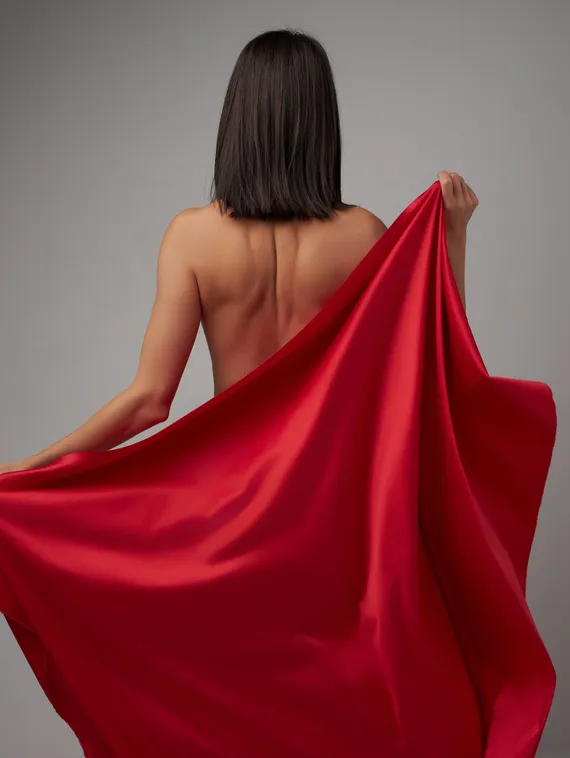 Атлас (сатин) эластичный бельевой, красный 100