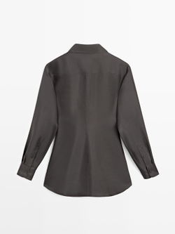 Massimo Dutti Рубашка из 100% шелка - Limited Edition, серый