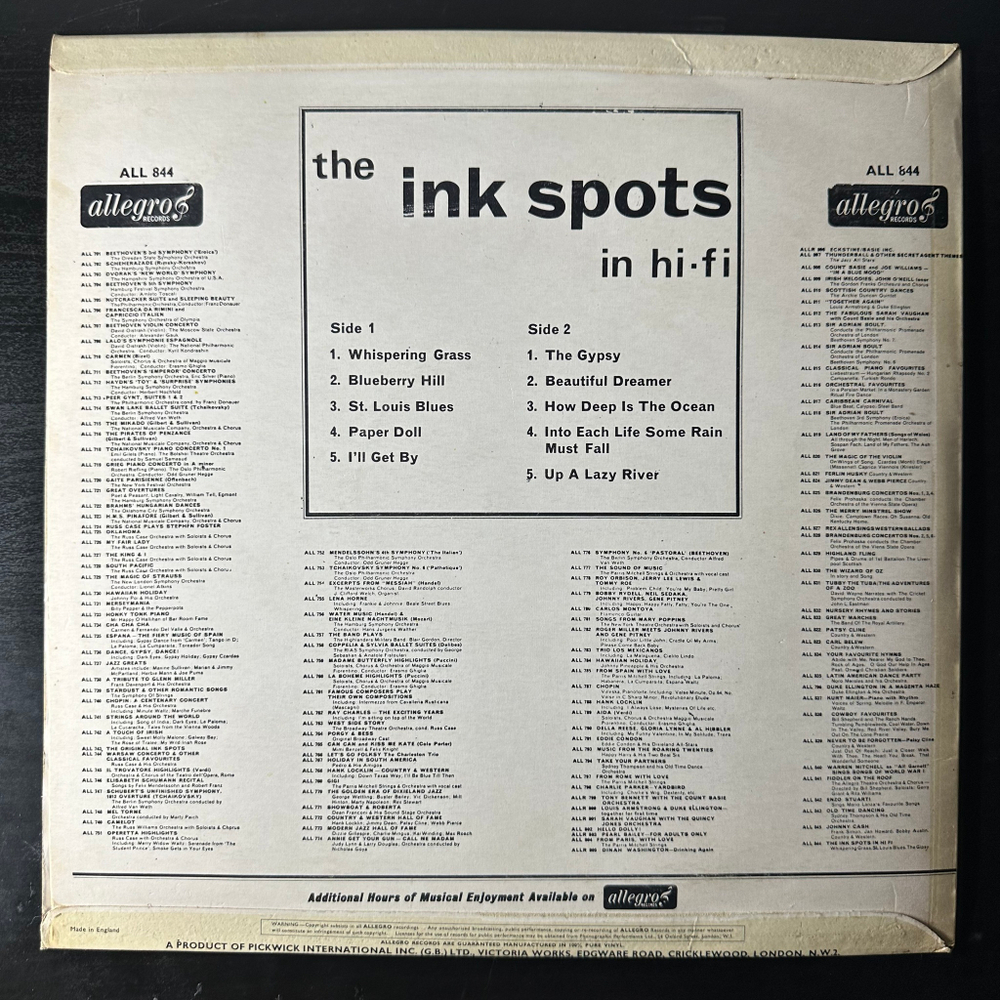 The Ink Spots ‎– The Ink Spots In Hi-Fi (Англия 1967г.)