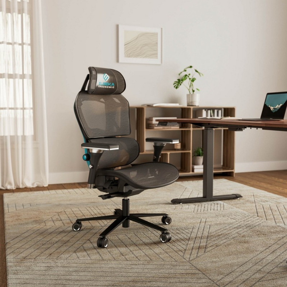 Эргономичное компьютерное кресло (для геймеров) Eureka TYPHON, Blue (ERK-GC05-BU)