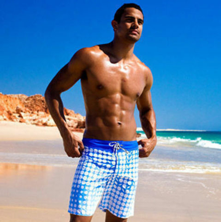 Мужские плавательные шорты голубые с принтом Aussiebum Surf Shorts Crystal