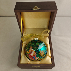 Шар новогодний с круговой росписью Гуси-лебеди" в футляре