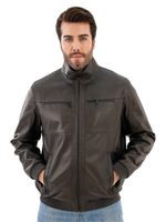 KHIMEONE Мужская кожаная демисезонная куртка (натуральная кожа, овчина)