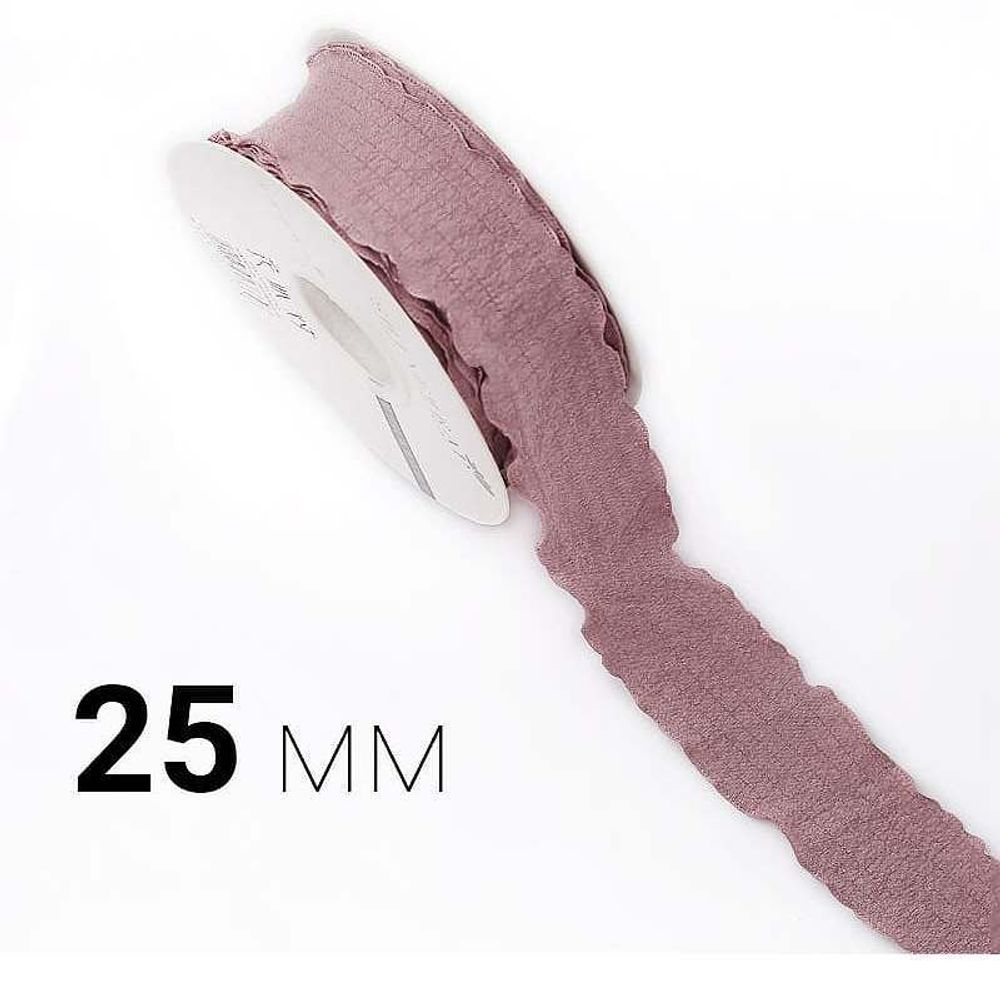 Лента текстиль &quot;Rossi&quot; 2,5см*10ярд ТЕМНО-РОЗОВЫЙ