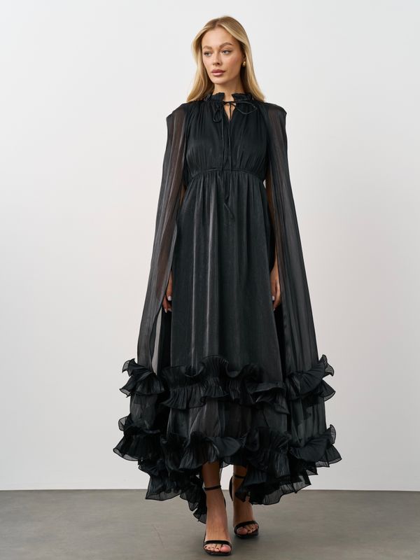 Платье OLD MONEY с накидкой из мерцающей органзы 