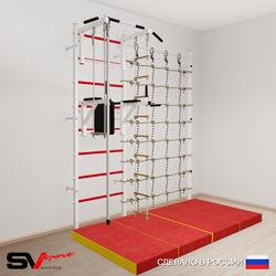 Шведская стенка Sv Sport 57740 (Турник стандарт/Брусья/Канат/Лестница/Трапеция/Мат 2м/Канатный лаз)