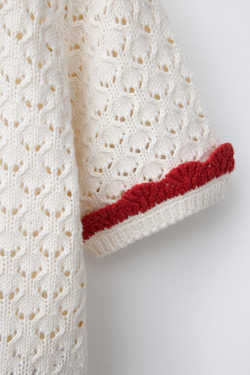 ZARA ТРИКОТАЖНЫЙ ТОП С КОНТРАСТНЫМИ ДЕТАЛЯМИ, ЭКРЮ