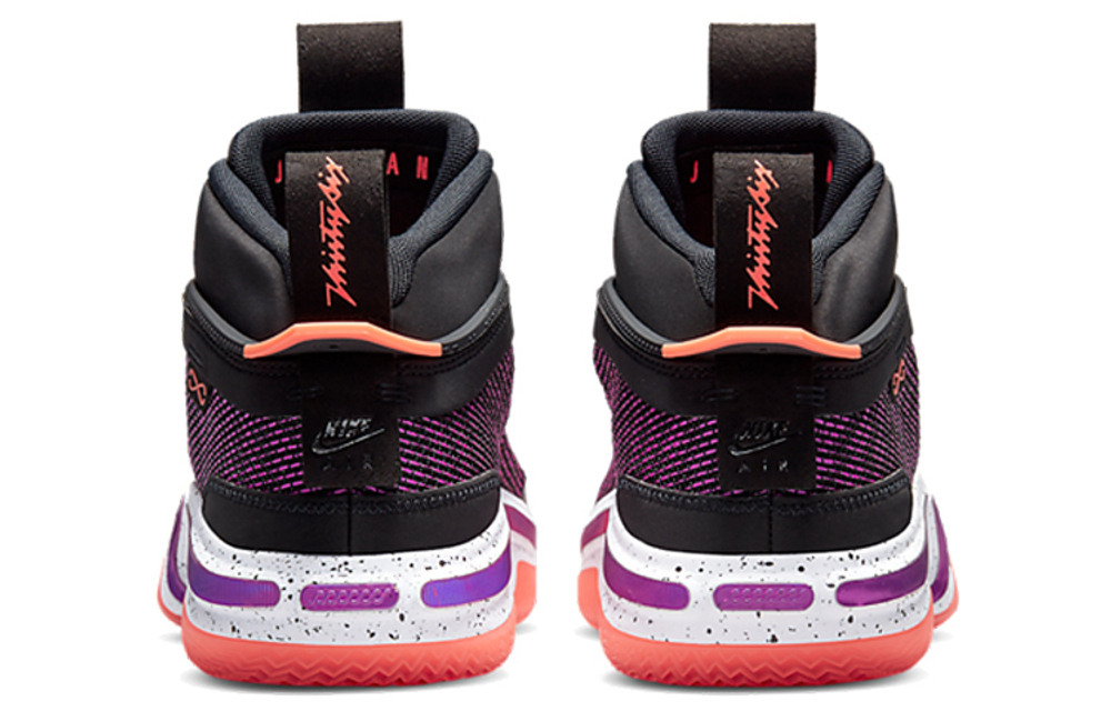 Jordan Air Jordan 36 "First Light" fabric TPU shock absorption, non-slip wrapping, support, wear-resistant mid-cut actual combat basketball shoes, men's black and purple foreign version