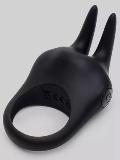 Черное эрекционное виброкольцо Sensation Rechargeable Vibrating Rabbit Love Ring (Цвет: черный)