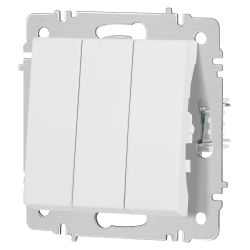 Выключатель Intro Accent 6-106-01М тройной, 10А-250В, IP20, СУ, AL/CU, белый матовый | Intro