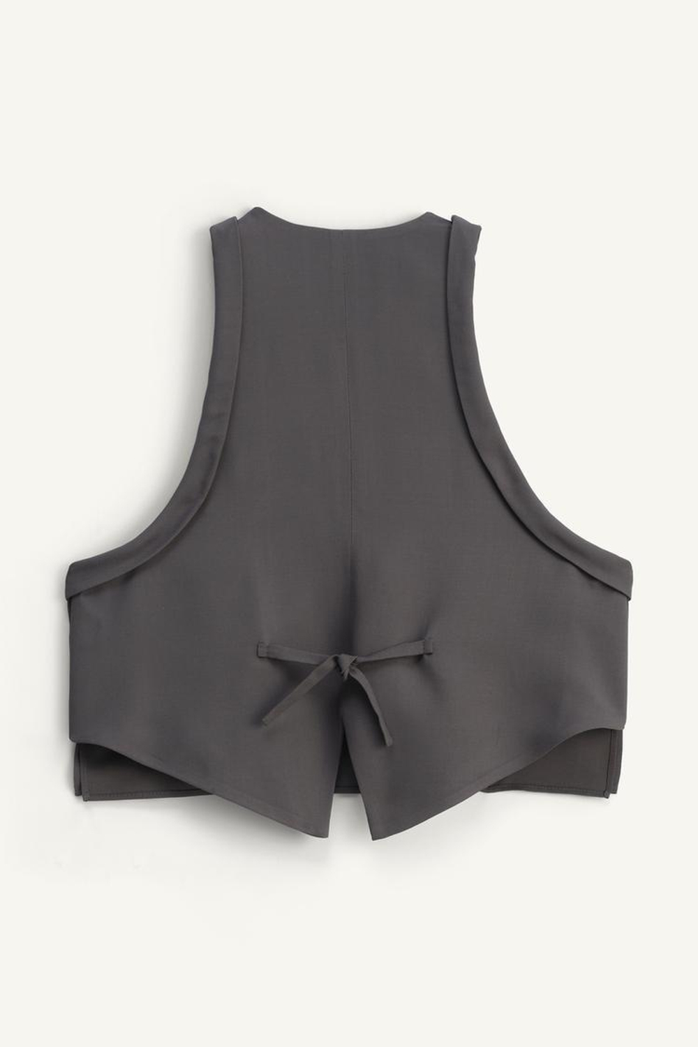 ZARA ТОП С ЗАВЯЗКАМИ, АНТРАЦИТОВО-СЕРЫЙ